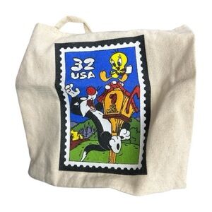 ✨Vintage 90’s 1997 Tweety & Sylvester 32 Cent Stamp Small Tote Bag✨